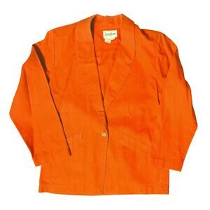Josephine Vintage Orange Linen-Blend Blazer Size S Bright Statement Color